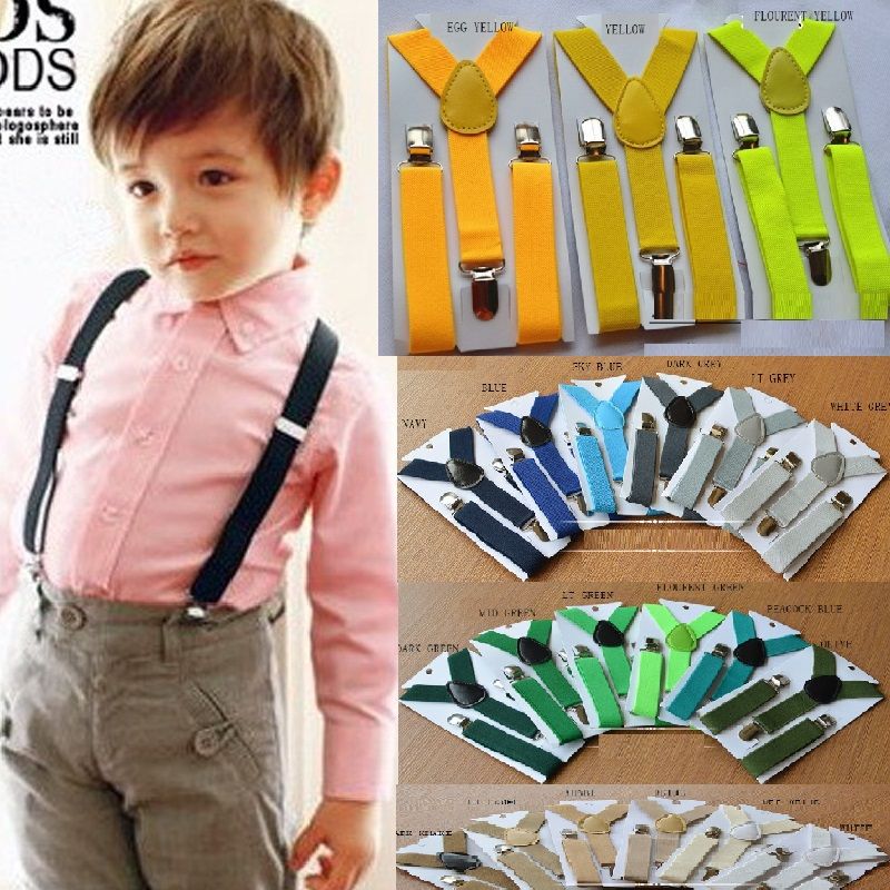 Unisex Boys Girl Child Kids Clip-on Suspenders Elastic Y-Shape Adjustable Braces 