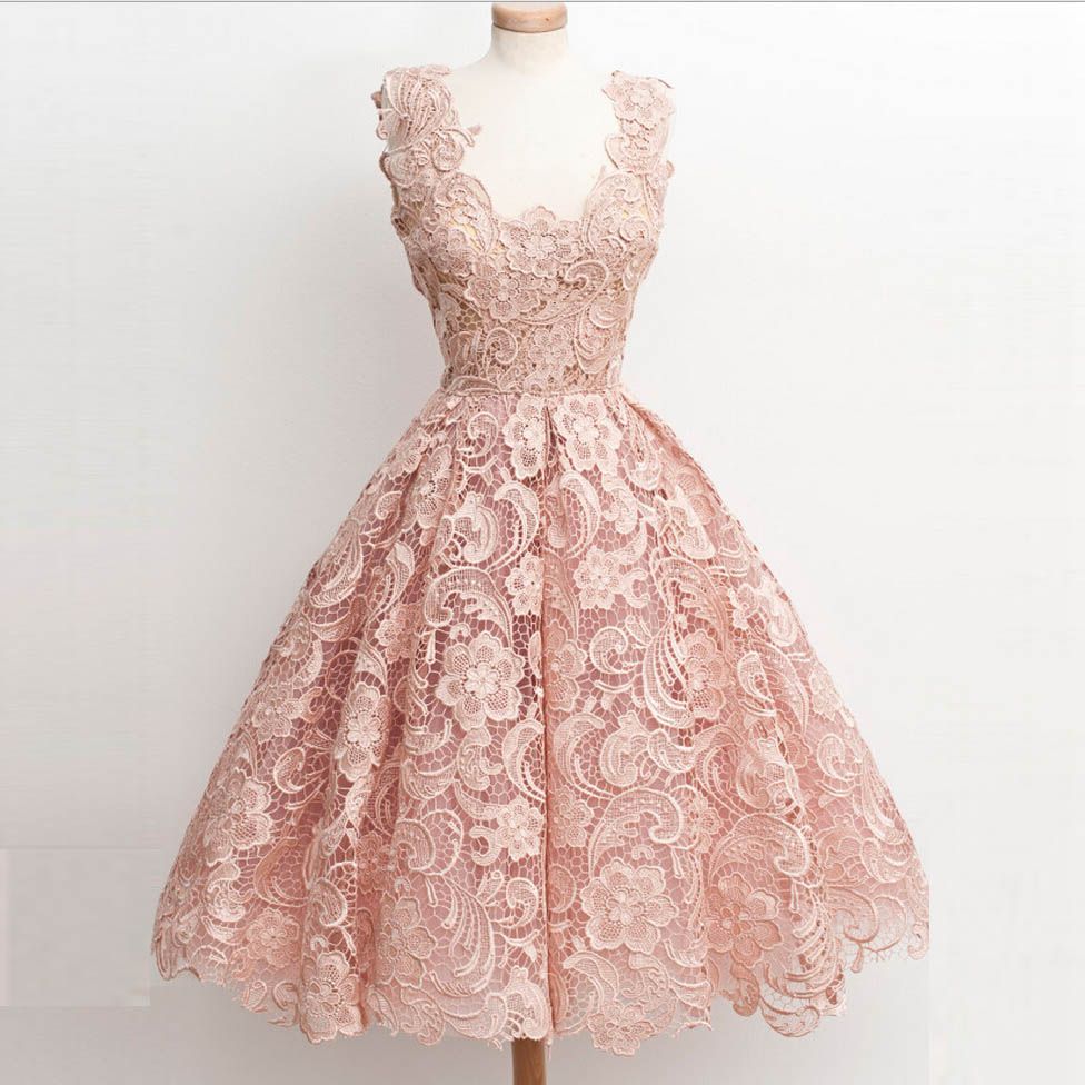 Compra 2016 Pink Homecoming Vestidos Vintage Corto Scoop Neck Encaje  Completo Ocasiones Especiales Vestidos Longitud De La Rodilla Junior Prom  Dress Barato | Entrega Rápida Y Calidad | Es.Dhgate