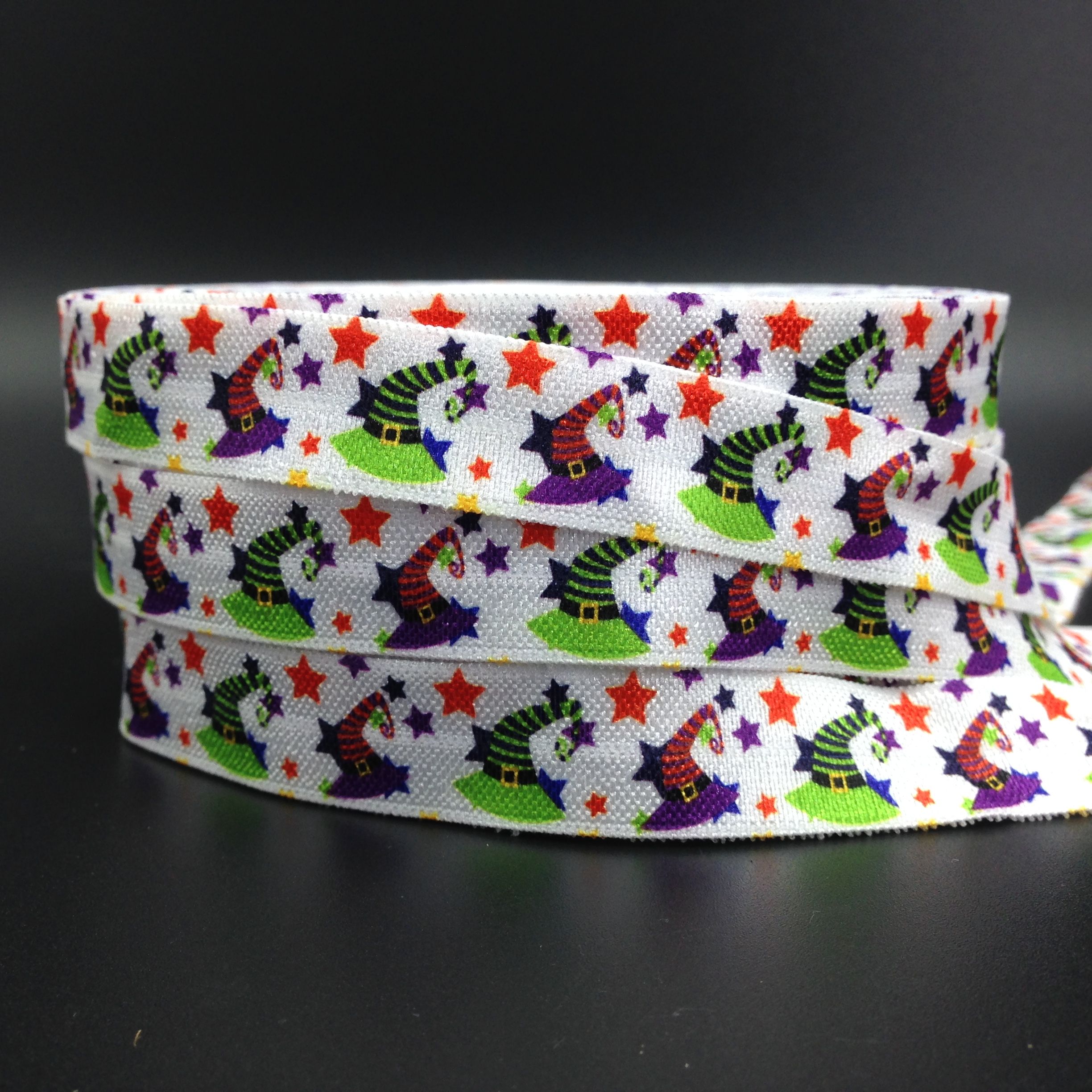 2019 New Arrival 5 8 Witch Hats Print Fold Over Elastic 100 Yards