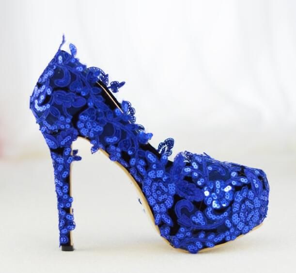 blue lace pumps