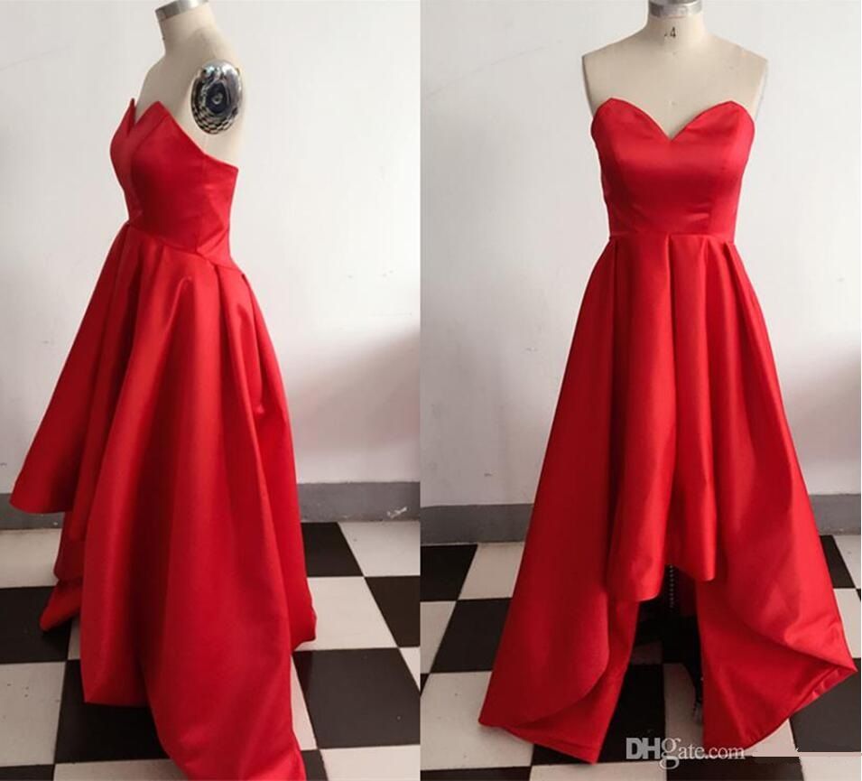 red satin ruffle dress