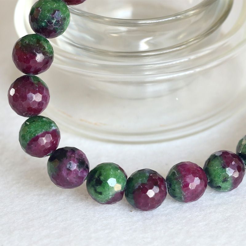 Faceted Ruby Zoisite /& Hematite Beaded Bracelet Gift Ladies Women Natural Healing His Her Bracelets UK Mixed Bead Luxury Bracelets