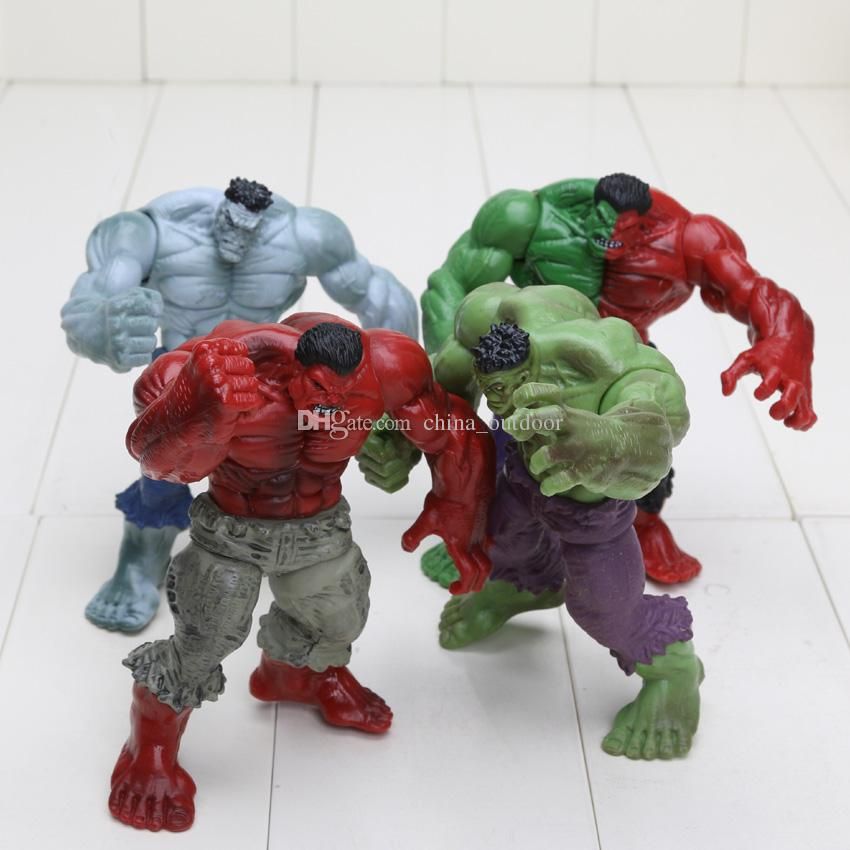 4Pcs/Set Avengers 2 Hulk 4 Different Compound Red Grey Green Pvc Action Figure 