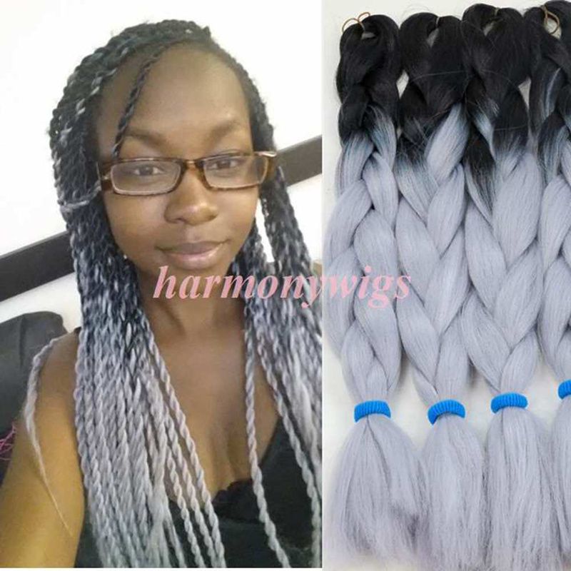 2019 Kanekalon Synthetic Ombre Braiding Hair 24inch 100g