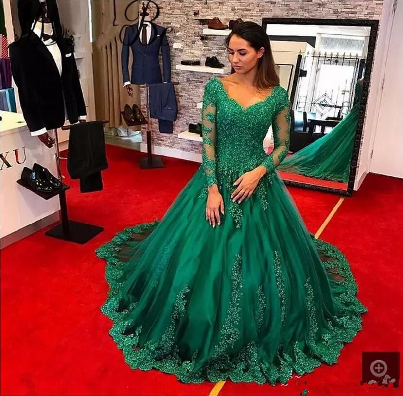 Emerald Green Ball Gown Prom Dress Long 
