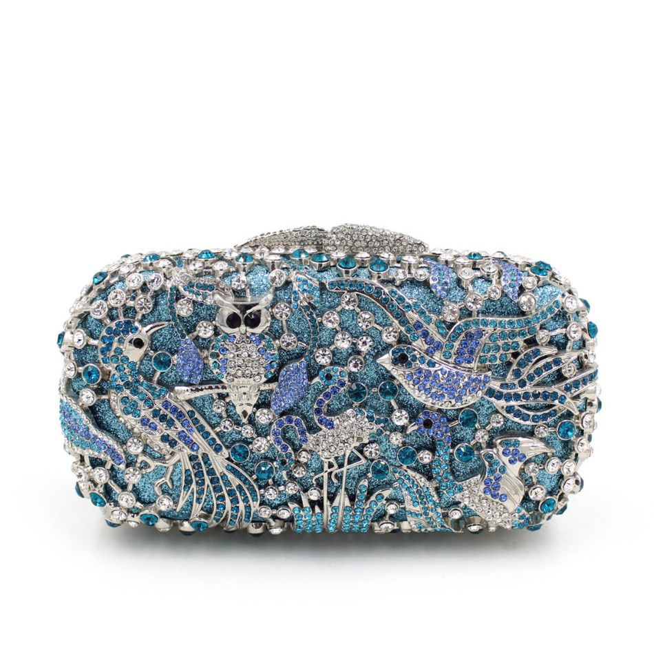 Compre Natassie Crystal Clutch Bag Swallow Y Estampado De Flores De Las  Mujeres Del Partido De Tarde De La Boda Embrague Monedero Bolso De Plata  Azul Cielo L1028 A 95,64 € Del