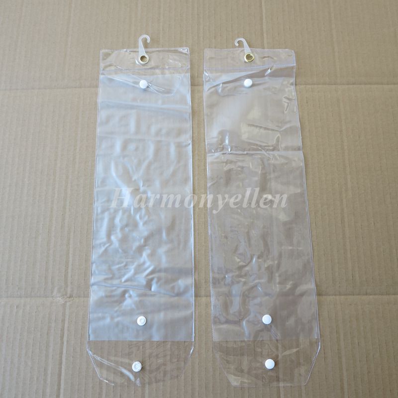 Freeshipping 50pcs/lot 22inch plastic pvc bags for weaving hair extension  transparent packaging bags with Button