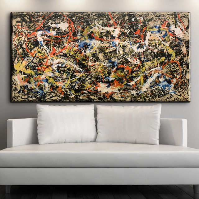 THE DRIP PAINTING BY JACKSON POLLOCK  PICTURE PRINT ON FRAMED CANVAS WALL ART