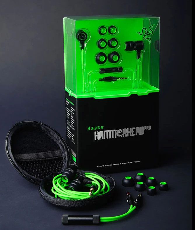 satin al otantik razers hammerhead pro oyun kulakliklar siyah yesil metal bas kulak ici kulaklik profesyonel muzik oyun earplug mic ile tl292 14