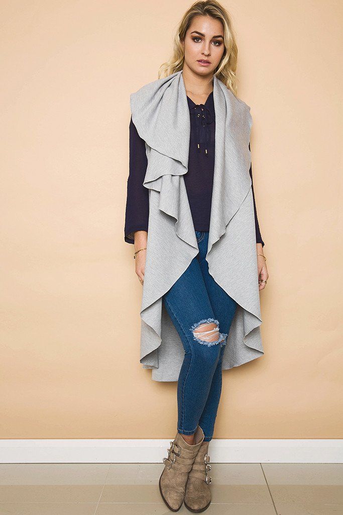 long sleeveless cardigan outfits