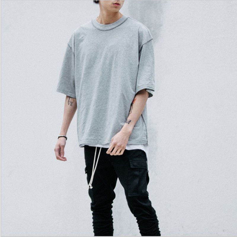 Compra Hombre Streetwear Kanye WEST Estilo Ropa Hombres T Shirts Extended  Blanco Gris Negro Oversized Tee Homme Hip Hop Mitad Manga Camiseta Barato |  Entrega Rápida Y Calidad | Es.Dhgate
