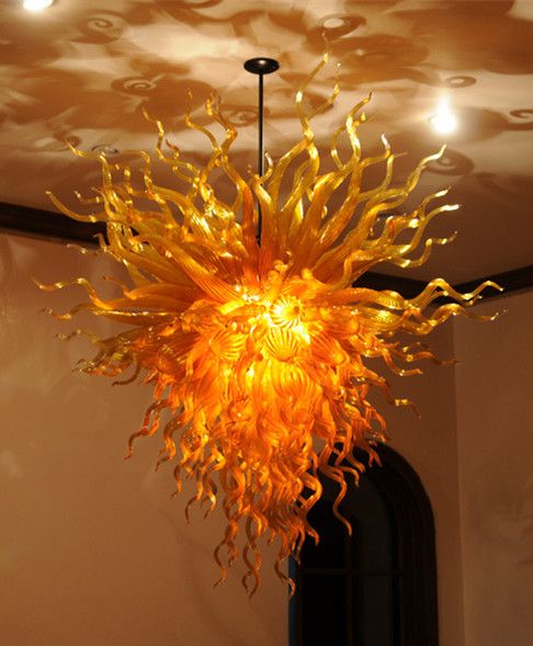 Toptan En Iyi Kalite Lambalar Modern Renk Uflemeli Cam Led Avizeler Ev Oturma Odasi Sanat Dekorasyon Enerji Tasarrufu Isik Kaynagi Amber Avize Ve Dhgate Com
