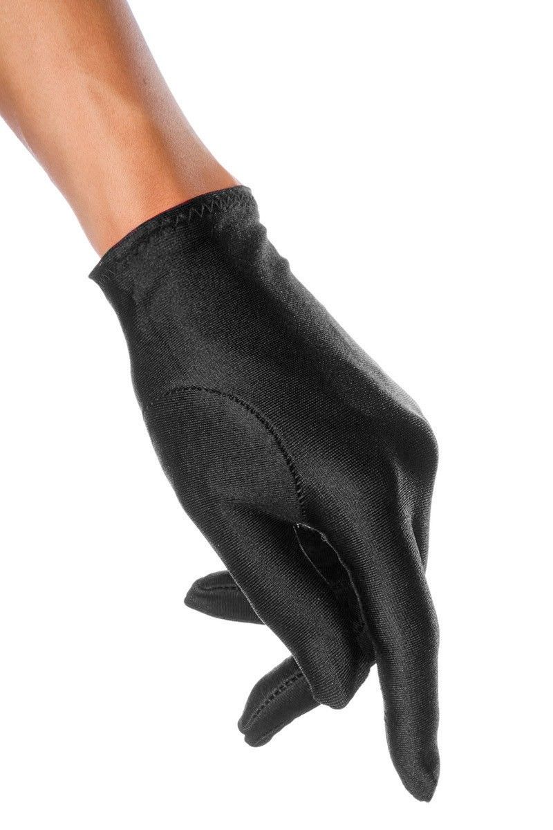 short black satin gloves