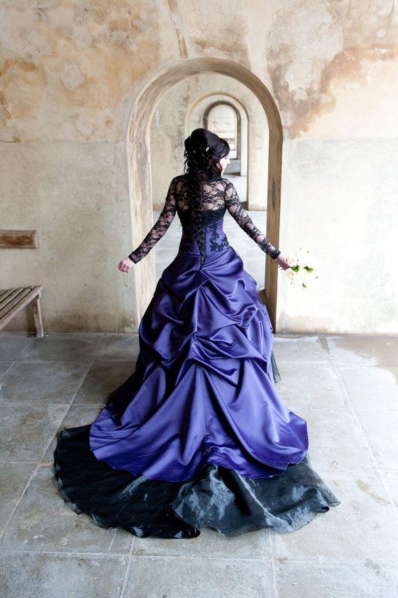 wedding dresses with lavender accents