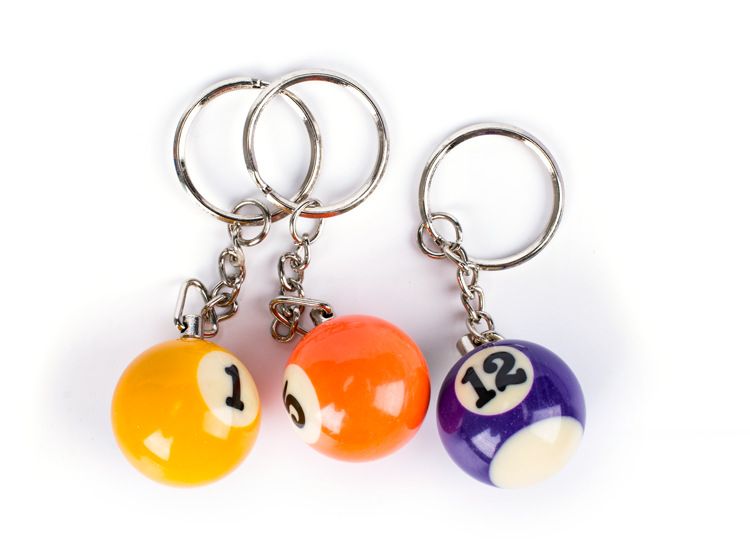 Mini 25mm Ball Pool Billiards Key Chain Snooker Table Ball Keychain Resin Key Ring ChainBest