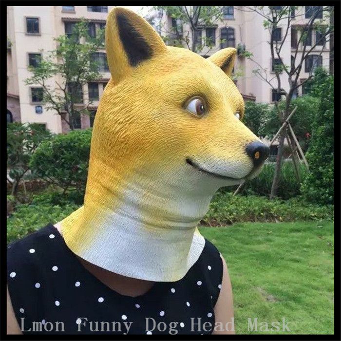 Funcy Doge Dog Mask Cartoon Halloween Party Latex Mask Full Face