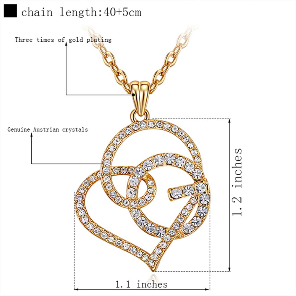 Fashion Gold Plated Austrian Crystal Padlock Pendant Necklace Valentine Gift.