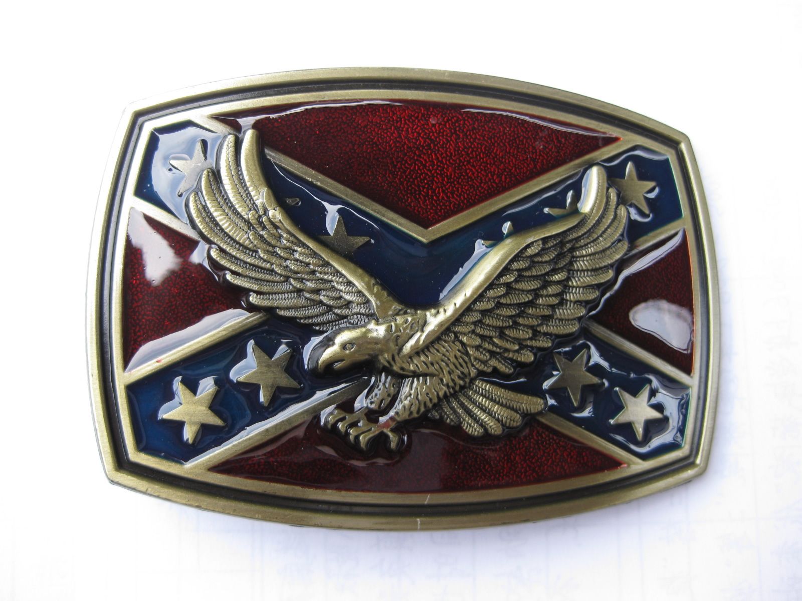 NEW HIGH QUALITY Eagle American Flag Belt Buckle Western COWBOY SILVER Metal