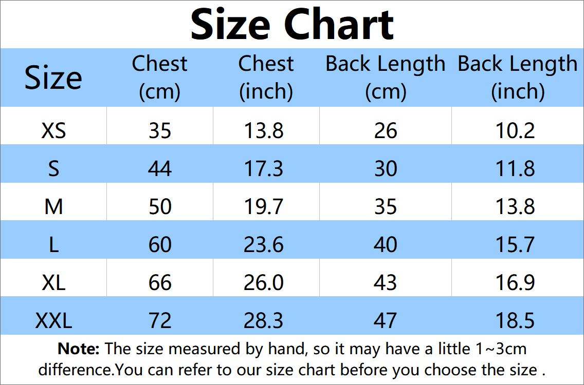 Dog Costume Size Chart