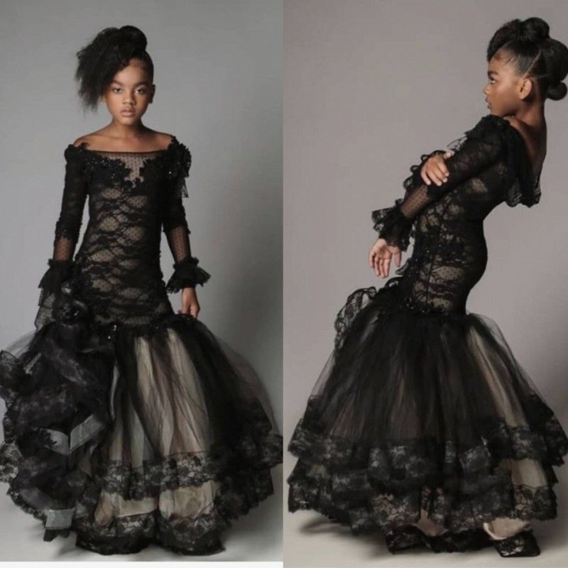 girls black pageant dress