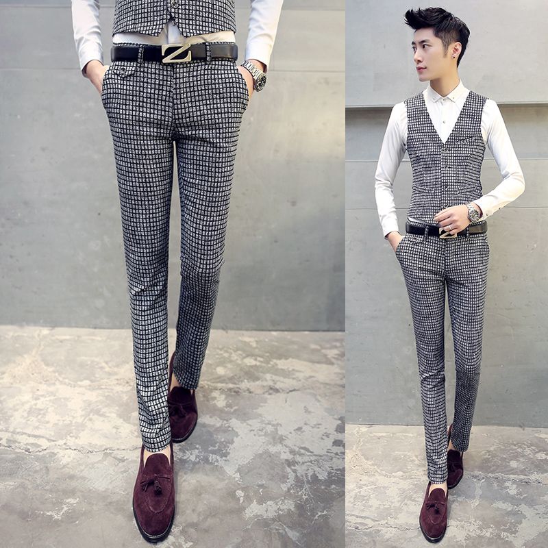 mens black and white plaid dress pants
