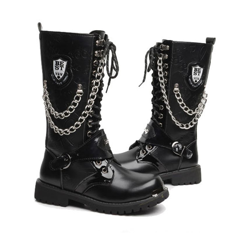 black army style boots