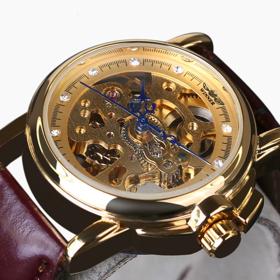 ladies automatic skeleton watch