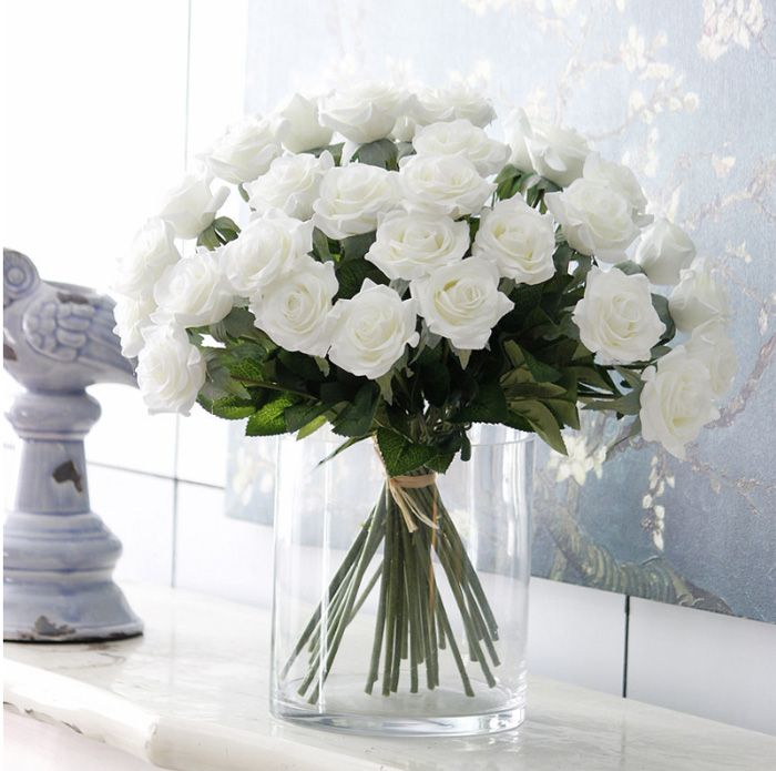 Grandes fleurs blanches artificielles de fleurs blanches en soie de Real  Touch artificielles pour la maison