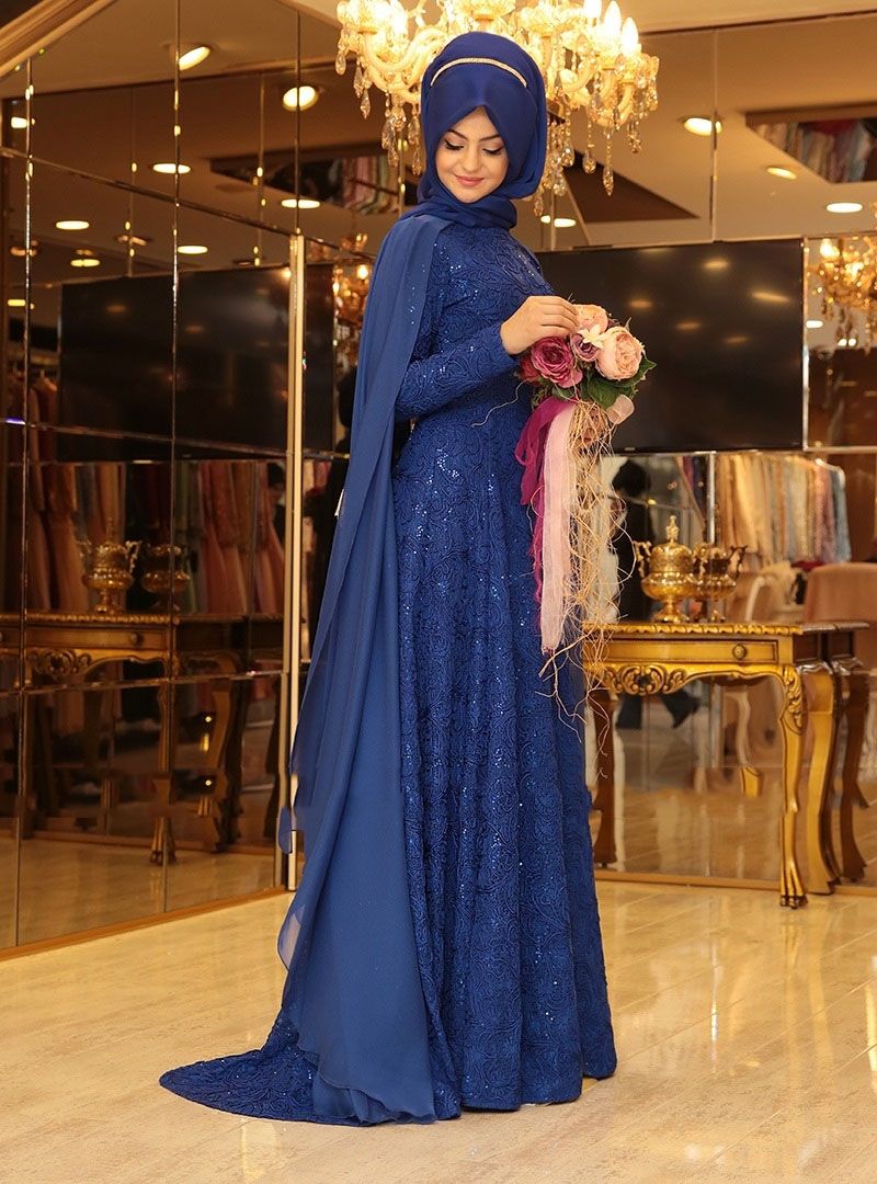 2022 Hare Evening Dresses Muslim  Hijab Prom Gowns Lace 