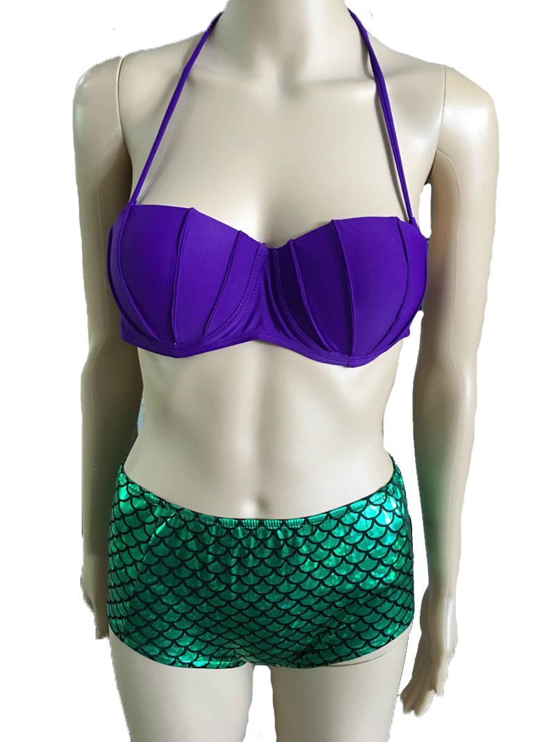 Reggiseno Bikini A Conchiglie Da Sirena - Viola, Taglia Unica - Foto 2