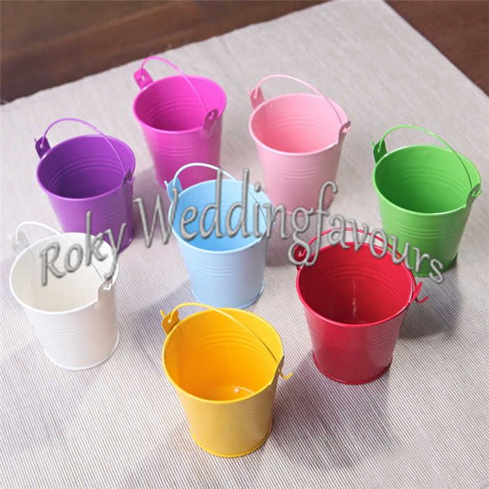 Mini Tin Pails Party Favors 7.5cm Tall Mini Bucket Candy Boxes Kids Party Decors Favors Ideas