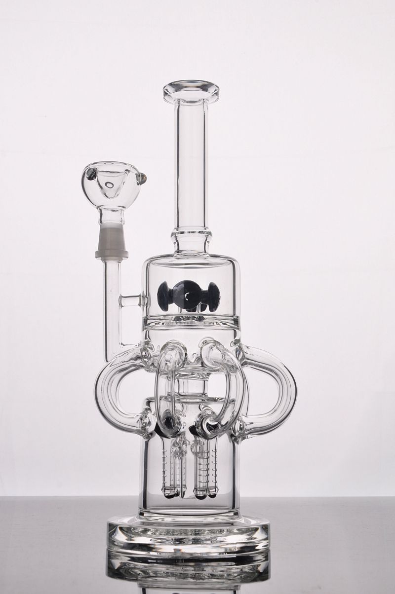 2021 Thick Glass Water Pipe Cyclone Bongs Intricate 8 Arms Double