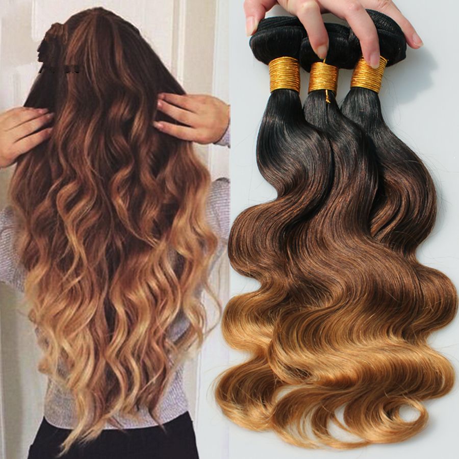 9a Grade Peruvian Honey Blonde 1b 4 Ded Hair Extensions 3 Tone