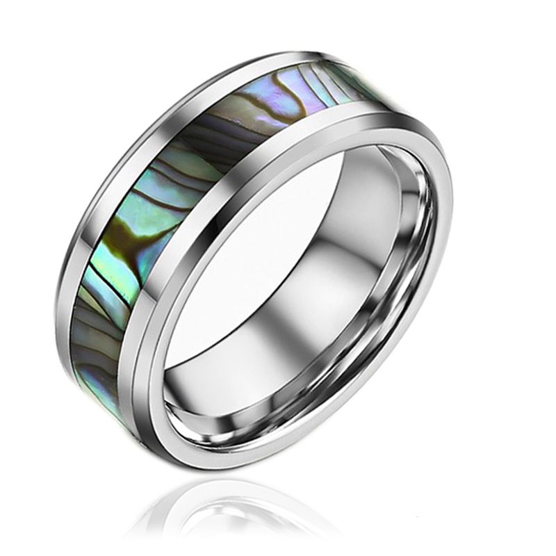 Anillo De Bodas De Plata Personalizado Concha De Abulón De 8 Anillo De Bodas De Plata Personalizado Concha De Abulón De 8