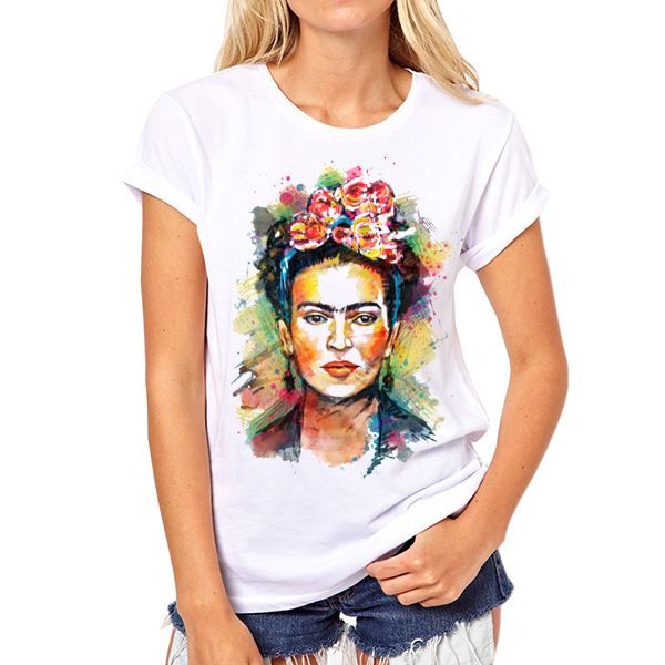 New Arrival Fashion Women Frida Kahlo Print T Shirt Funny T Shirts Sleeve Round Neck Sugar Skull Tshirt From Mwfashion, $17.34 | DHgate.Com