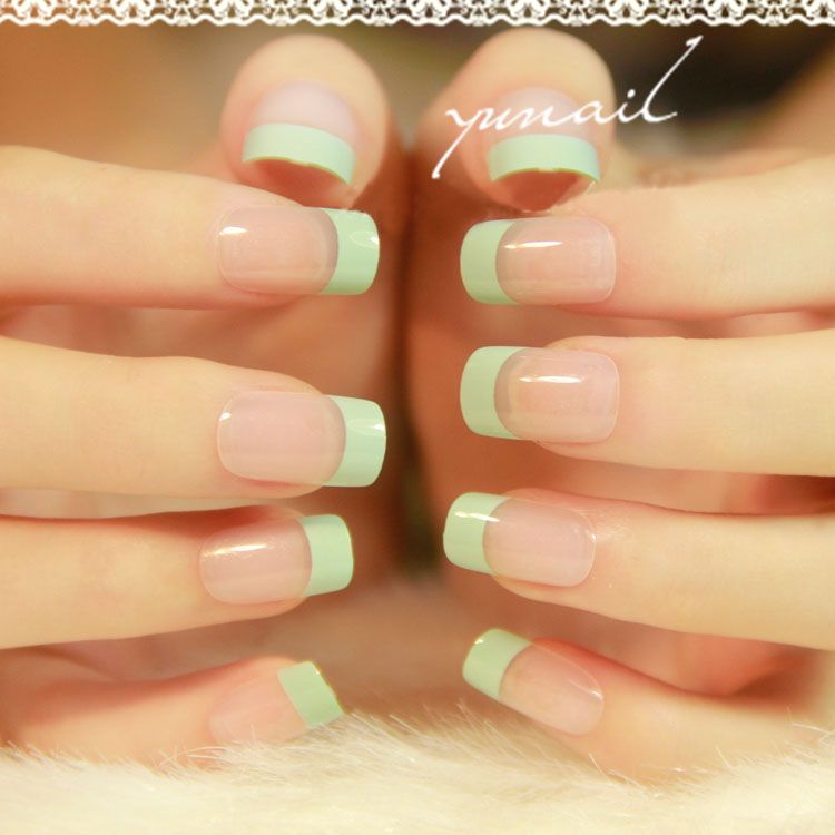 Puntas de uñas japonesas con estilo pop falso uñas de clavo cubierta  completa natural francés nail