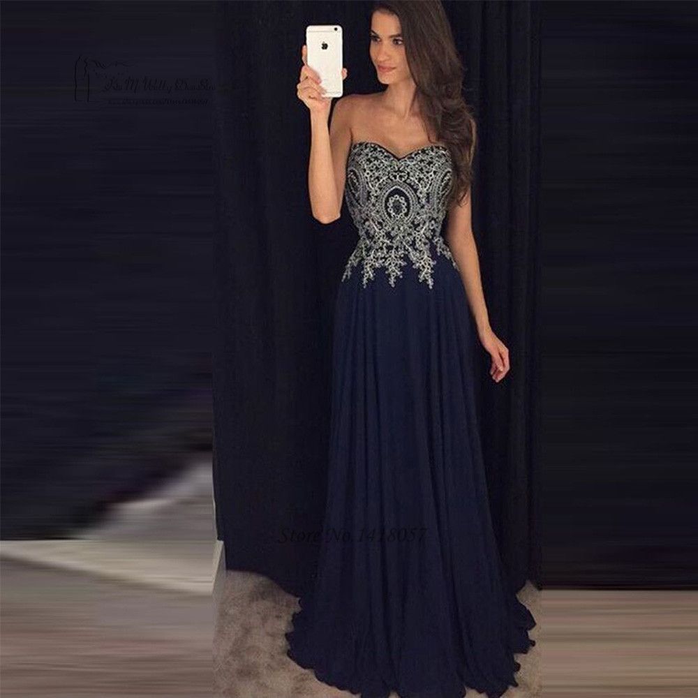 blue and silver evening dress