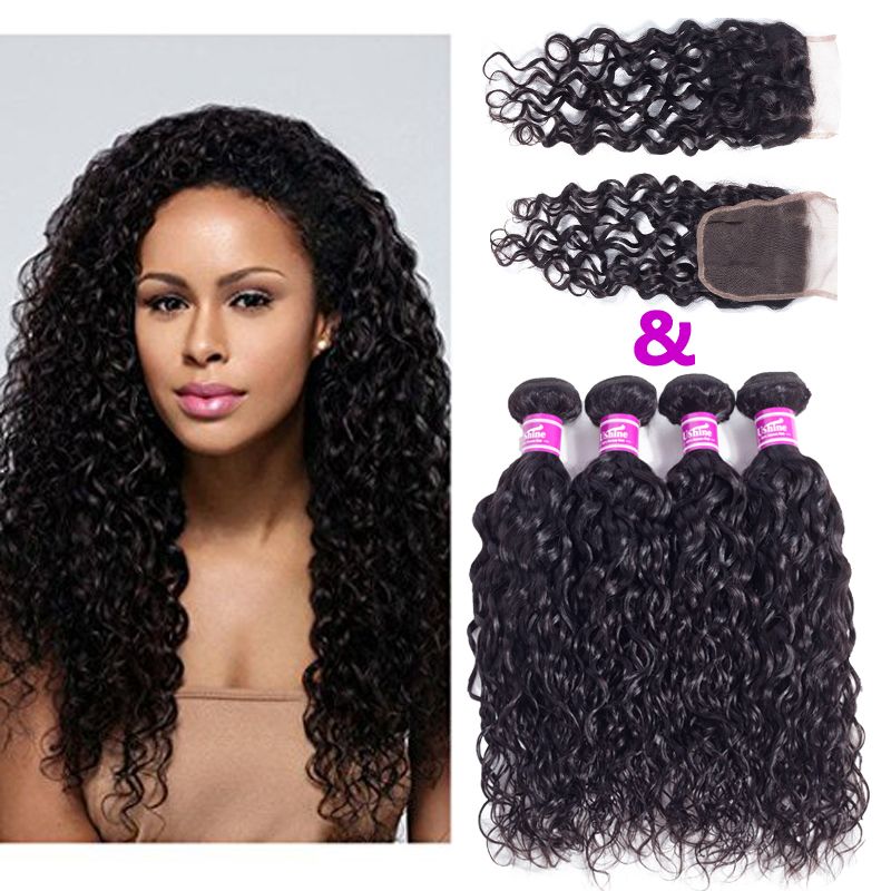 Ushine Brazilian Peruvian Virgin Human Hair Water Wave Extensions