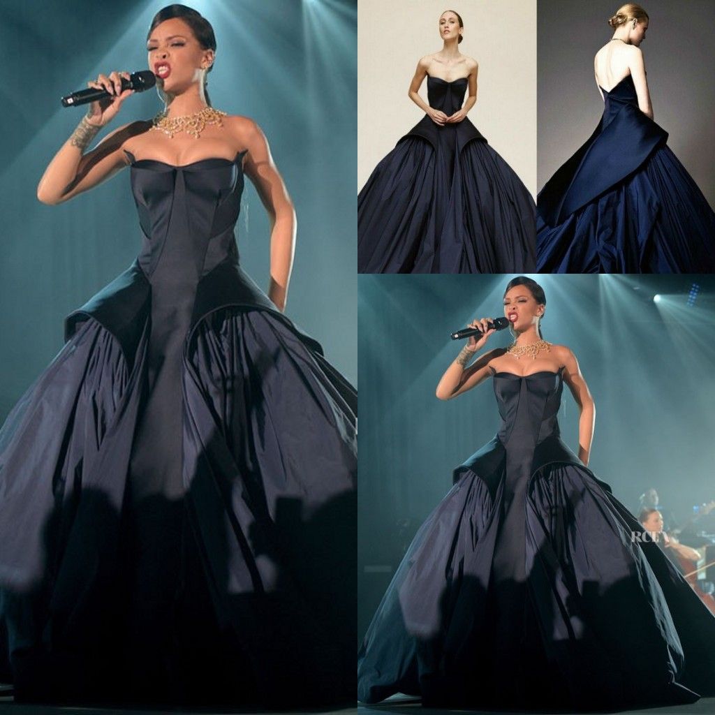 rihanna navy blue dress