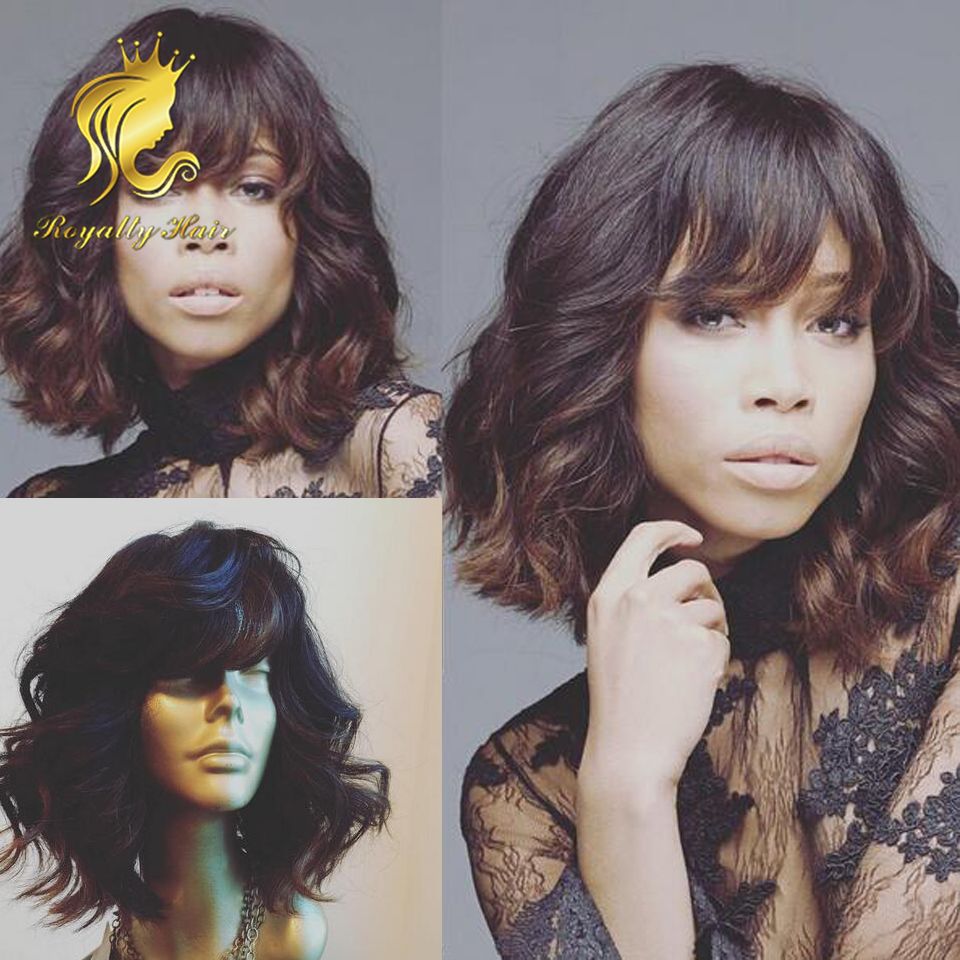 African American Natural Wave Ombre Glueless Lace Front Wig Full