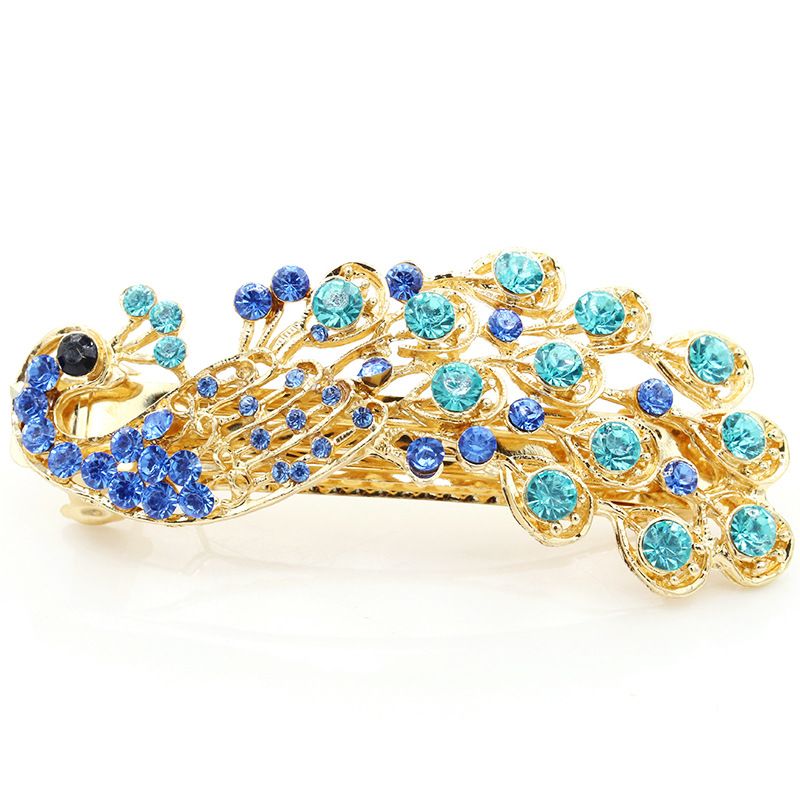 2019 Peacock Crystal Tiara Crown Hair Sticks Clips Barrettes Women