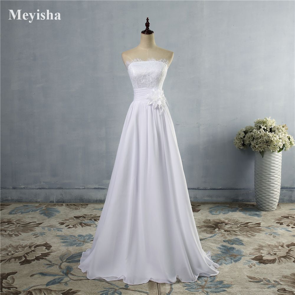 Zj9016 High Quality Chiffon Flower Casual Wedding Dresses Beach Boho Vintage 2019 2020 Empire Bridal Gowns Plus Size 2 28w Elegant Dresses Indian