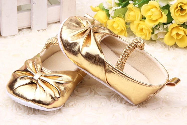 gold color shoes for baby girl