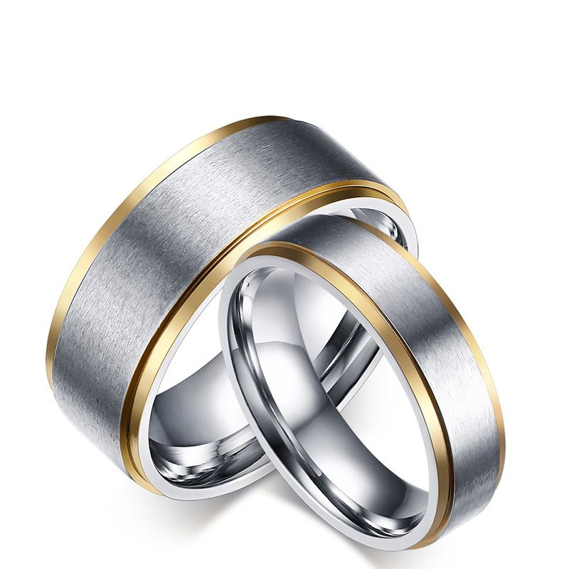 baños Estable Manchuria Moda de titanio inoxidable anillos de bodas de acero de calidad mate simple  Terminado Estilo Amor