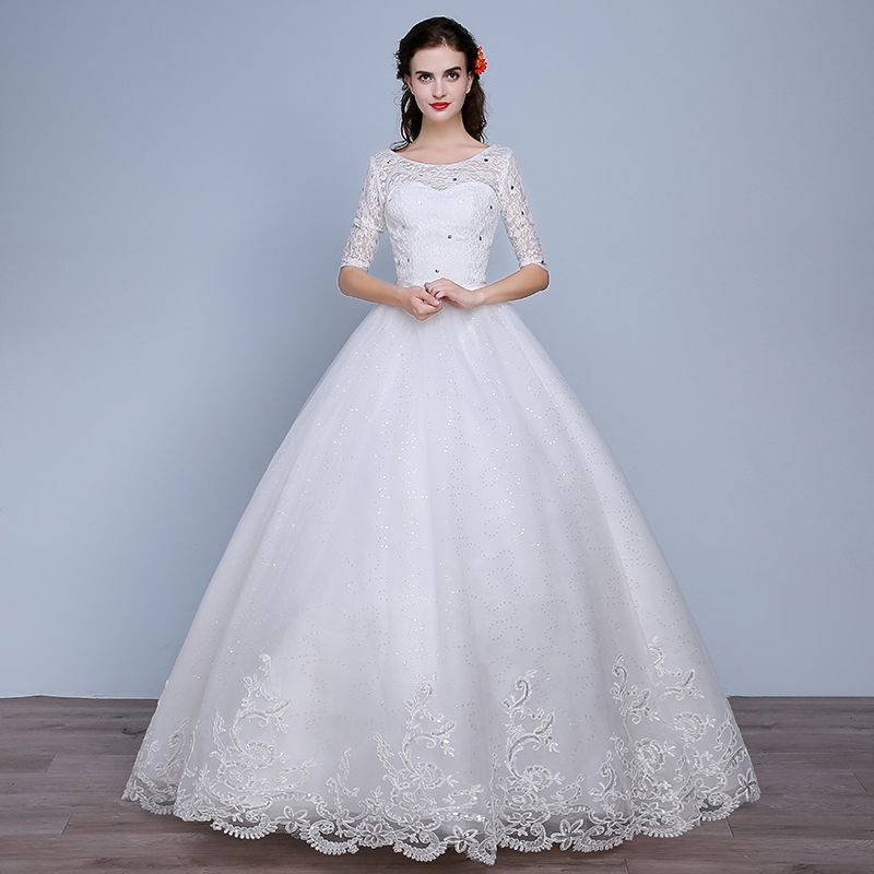 round neck wedding dress