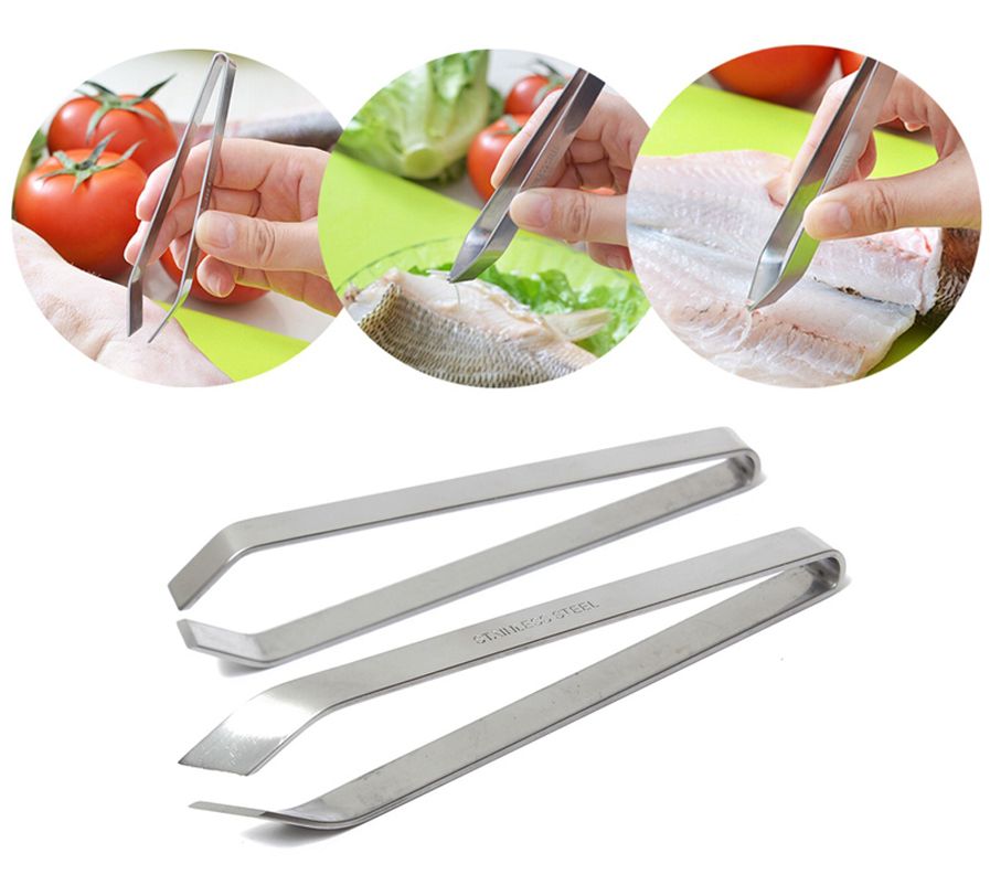 1x Pince Épiler Acier Inox Remover Poil Poisson Os Arête Fishbone Outils Cuisine