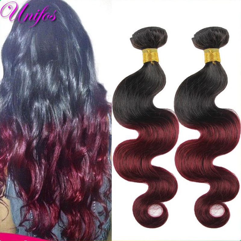 Two Tone Ombre Burgundy Brazilian Hair Body Wave Ombre Hair