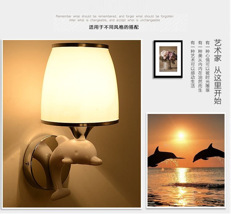 2018 Wall Lamp With Dolphin And Glass Shade Hallway Stairs Ae
