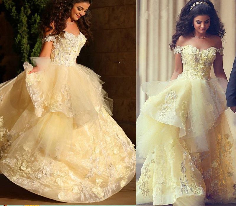 Light Yellow Ball Gown Prom Dresses ...