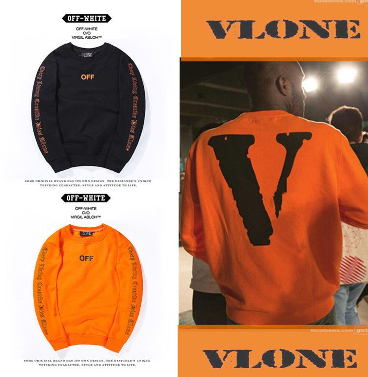 2016 Hiphop VLONE X Off White T Shirt Kanye West Harajuku Kpop Friends Printed Tops Tees Crewneck Long Sleeve T Shirt Mens Clothes Add Wool From Aaa_one, $20.82 |